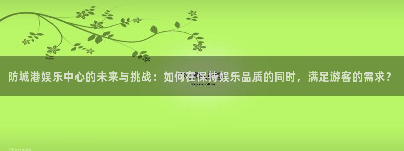 500网竞彩比分：防城港娱乐中心的未来与挑战：如何在保持娱乐品质的同时，满足游客的需求？